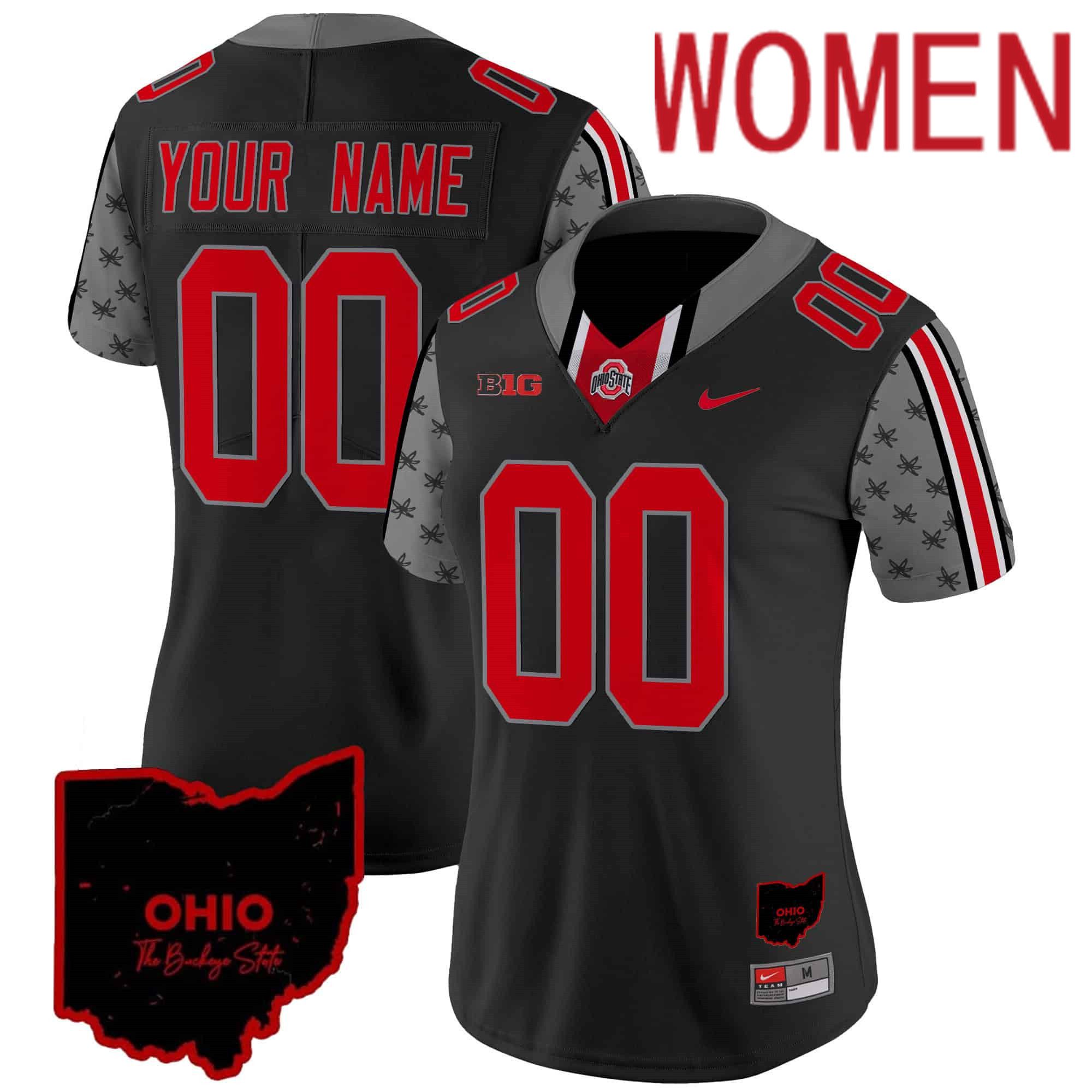 Women Ohio State Buckeyes Black 2024 Nike Home Patch Vapor Limited Custom NCAA Jersey style 1